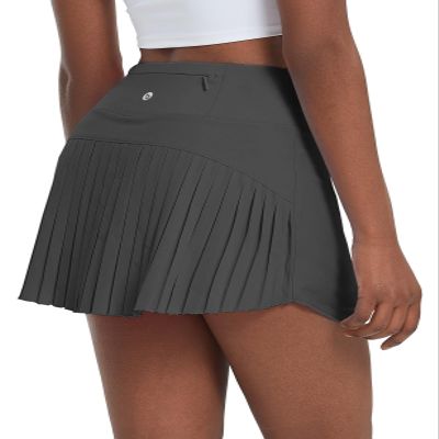 baleaf Women's Pleated Tennis Skirts High Waisted Lightweight Athletic Golf Skorts Skirts with Shorts Pockets Gray Small