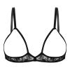 Alvivi Women's Sexy Mini Bra Top 1/4 Cups Wireless Hollow Out Lace Bralettes Brassiere Underwear Black Large view 1