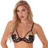 Alvivi Women's Sexy Mini Bra Top 1/4 Cups Wireless Hollow Out Lace Bralettes Brassiere Underwear Black Large view 2