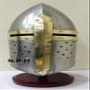 Medieval Sugarloaf Spartan Helmet Roman Silver Halloween Helmet Knight Ancient Armor with Wooden Stand view 3