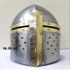 Medieval Sugarloaf Spartan Helmet Roman Silver Halloween Helmet Knight Ancient Armor with Wooden Stand view 4