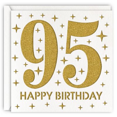 MAGJUCHE Gold 95th Birthday Card, Laser Cut Glitter Woman Man Age 95 Gift For Mother, Grandmother, Father