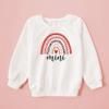 Herbeeza Mommy and Me Matching Pullover Sweatshirt Mama Mini Letter Printed Long Sleeve Casual Crewneck Top Shirt White view 3