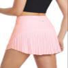 baleaf Women's Pleated Tennis Skirts High Waisted Lightweight Athletic Golf Skorts Skirts with Shorts Pockets Pink Large view 1
