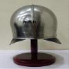 Medieval Open Face Helmet German Sallet Silver Reenactment Halloween Helmet with Wooden Stand view 2