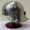 Medieval Open Face Helmet German Sallet Silver Reenactment Halloween Helmet with Wooden Stand view 3