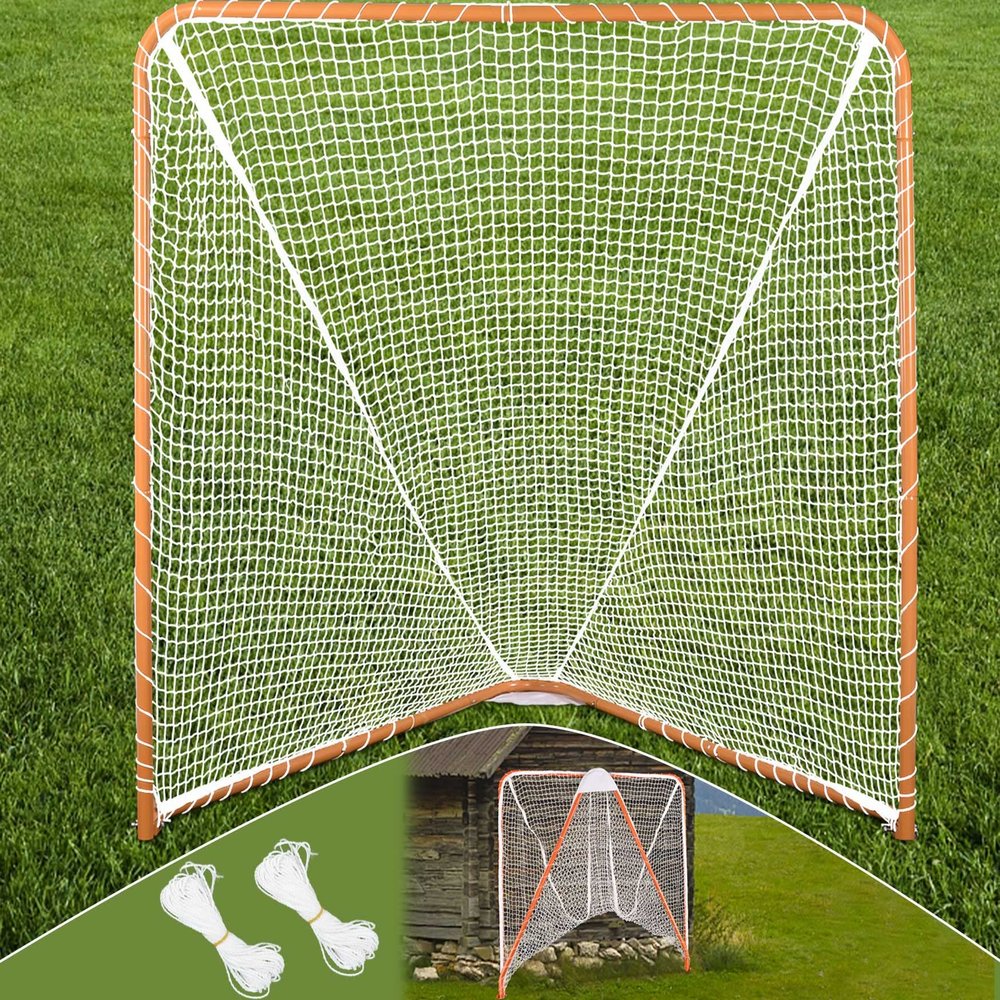 Doubleriver Portable Lacrosse Goal 6x6 FT: Heavy Duty Steel Frame Foldable Training Net for Backyard Practice Youth & Adults