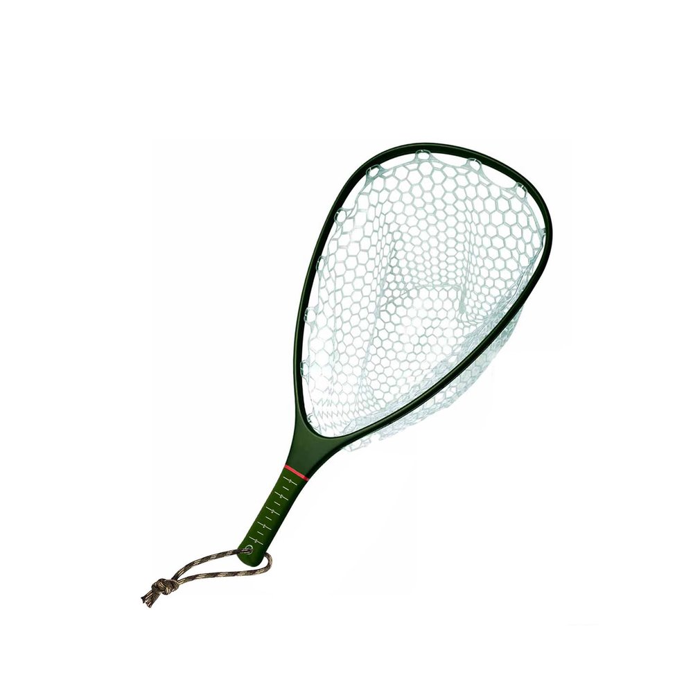 Aventik Fly Fishing Net Float Trout Landing Carbon Fiber Fishing Net Soft Rubber Clear Ghost Net Catch & Release(Green)
