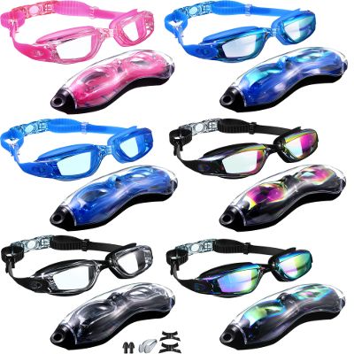 Flutesan 6 Pack Swim Goggles Swimming Goggles No Leaking Full Protection Glasses for Men Women Youth UV Protection Fog Proof Swim Goggles with Nose Clips Ear Plugs Storage Boxes