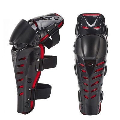 AIZXC 1 Pair Motorcycle Knee Brace Bicycle MTB Bike Cycling Riding Knee Shin Support Protective Pads Guards for Adult Men Outdoor Sports Knee Protector Gear (Black/Red)