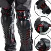 AIZXC 1 Pair Motorcycle Knee Brace Bicycle MTB Bike Cycling Riding Knee Shin Support Protective Pads Guards for Adult Men Outdoor Sports Knee Protector Gear (Black/Red) view 3