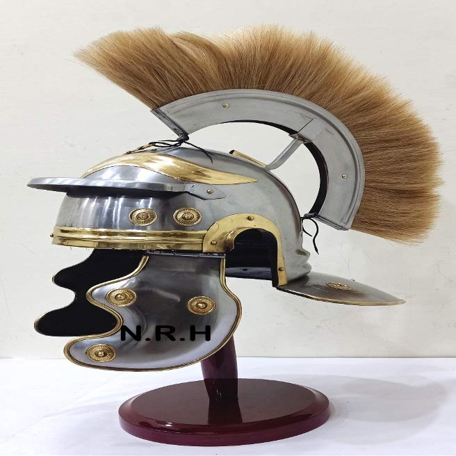Roman Centurion Helmet | Mens Wearable Spartan Helmets Medieval Costume Halloween | Liner Reenactment Helmet with Stand