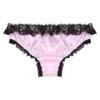 Oyolan Men Silky Satin Sissy Panties Frilly Lace Cheeky Knickers Crossdressing Underwear Feminine Briefs Pink Medium view 2