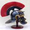 Medieval Red Crest Roman Helmet Centurion Gallic Smiths for Gladiators for LARPERS Black Halloween Helmet W/Stand view 1