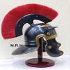 Medieval Red Crest Roman Helmet Centurion Gallic Smiths for Gladiators for LARPERS Black Halloween Helmet W/Stand view 2