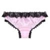 Yihuimin Mens Satin Floral Lace Bikini Briefs French Maid Sissy Crossdress Panties Underwear Pink XX-Large view 2