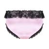 Yihuimin Mens Satin Floral Lace Bikini Briefs French Maid Sissy Crossdress Panties Underwear Pink XX-Large view 4