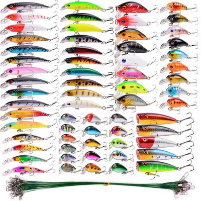Aorace 84pcs Fishing Lures Set Metal Jigging Spoon Hard Baits Minnow Crankbait VIB Swimbait for Bass Pike Fit Saltwater and Freshwater