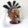 Greek Corinthian Helmet Ancient Medieval Armor Knight Spartan Copper Halloween Helmet with Black & White Plume with Wooden Stand view 1
