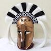 Greek Corinthian Helmet Ancient Medieval Armor Knight Spartan Copper Halloween Helmet with Black & White Plume with Wooden Stand view 3