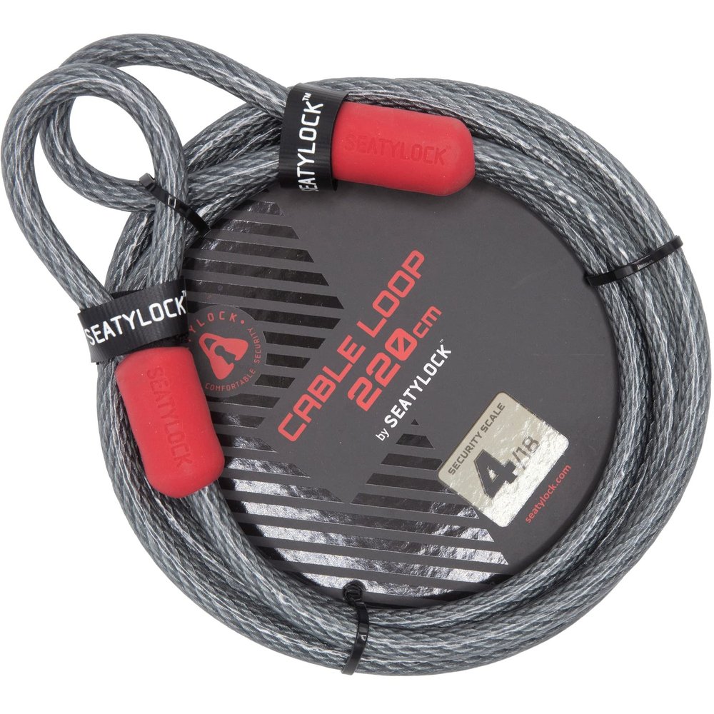 SeatyLock Bike Cable Lock - Anti Theft Triple Braided Steel Cable with Loops for Bike Security - Universal Fit Flexible Large Locking Cables for Bicycle U Chain or Folding Lock - 86.6"