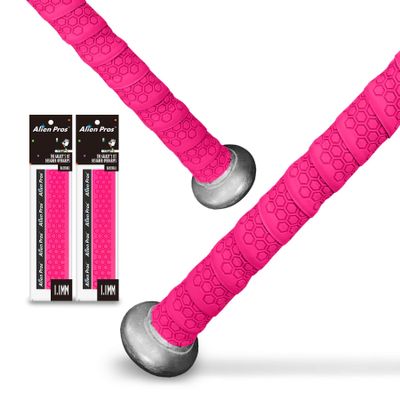 ALIEN PROS Bat Grip Tape for Baseball 1.1 MM (2 Pack, Pink) - Precut and Pro Quality Bat Tape - Wrap Your Bat for an Epic Home Run - Replacement for Old Baseball bat Grip
