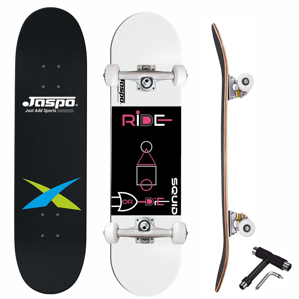 jaspo Squid (31"x 8") Complete Fully Assembled Skateboard, 7 Layer Canadian Maple Concave Skateboard for Boys, Kids, Youth, Adults Made in India