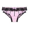 Yihuimin Mens Satin Floral Lace Bikini Briefs French Maid Sissy Crossdress Panties Underwear Pink Large view 1