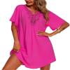 Supnier Women's V-Neck Swimwear Swimsuit Cover Ups Plus Size Flowy Loose Beach Coverup Dress Hot Pink 2XL view 1