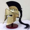 Medieval Antique Brass Helmet Armour King Leonidas Greek Spartan 300 Roman Halloween Helmet with Wooden Stand view 2