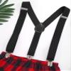Kaerm 3Pcs Newborn Gentleman Suit Plaid Briefs + Suspender Overalls + Bow Tie Set Baby Boy 1st Birthday Outfit Red 6-9 Months view 3