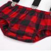 Kaerm 3Pcs Newborn Gentleman Suit Plaid Briefs + Suspender Overalls + Bow Tie Set Baby Boy 1st Birthday Outfit Red 6-9 Months view 4