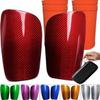 Carbon Fiber Soccer Shin Guards, with Portable Carrying Case, Super Strong, Ultra Light, Shock Resistance, Air Permeability, Suitable for Adult, Youth, Kid, Effective Protection (Large, Red+Sleeves) view 1