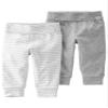 little planet by carter's unisex-baby 2-pack Terry Pants made with Organic Cotton, Grey/Heather Stripes, 9 Months view 1