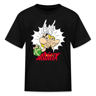 Spreadshirt Asterix & Obelix Asterix Elixir Licensed Kid's T-Shirt, S, Black