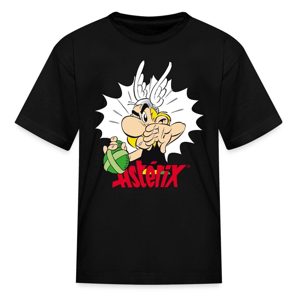 Spreadshirt Asterix & Obelix Asterix Elixir Licensed Kid's T-Shirt, S, Black