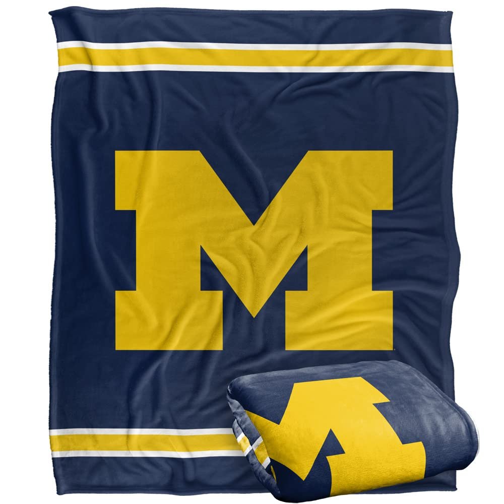 University of Michigan Wolverines Blanket, 50"x60", Primary Logo Stripes, Silky Touch Super Soft Throw Blanket