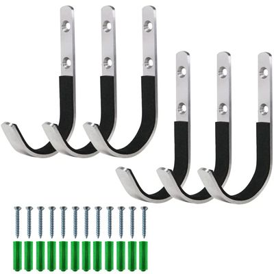 Augenweide 6 Pack Gun Rack Storage Rifles Shotgun Hooks Wall Mount Hangers for Any Rifles Shotguns Archery Bow with Soft Padding and Heavy Duty Steel (Silver)