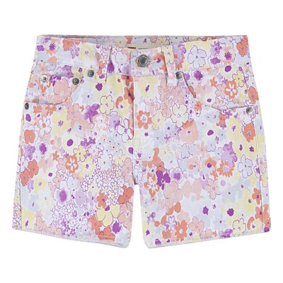 Levi's Girls' Denim Shorty Shorts, Floral Blooms, 8