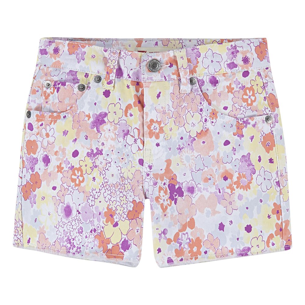 Levi's Girls' Denim Shorty Shorts, Floral Blooms, 8