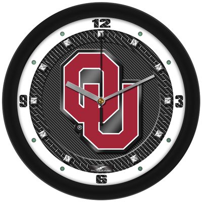 SunTime Oklahoma Sooners Wall Clock, Printed Carbon Fiber Team Art, Silent Non-Ticking Quartz Movement, 11.5"