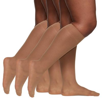 Berkshire Plus Size All Day Sheer Knee Highs - Reinforced Toe - 3 Pack - 6728