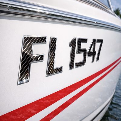 Domed 3D Boat Registration Numbers and Letters Sport Series (Carbon Fiber/Chrome, 18)