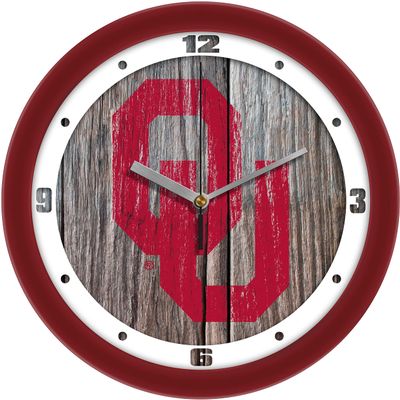 SunTime Oklahoma Sooners Weathered Wood Print Team Wall Clock