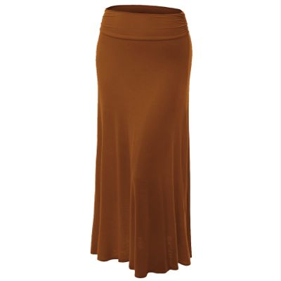 MBJ WB296 Womens Lightweight Floor Length Maxi Skirt M Rust