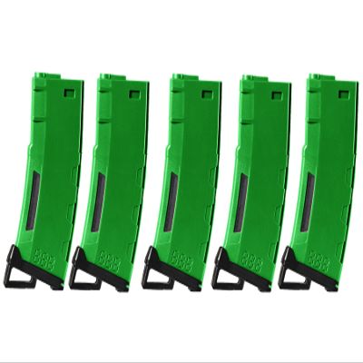 Lancer Tactical Airsoft M4 M16 Series Polymer 130 Round Transparent Window High Speed Mid-Cap Airsoft Magazine- Pack of 5 (Green 5 Pack)