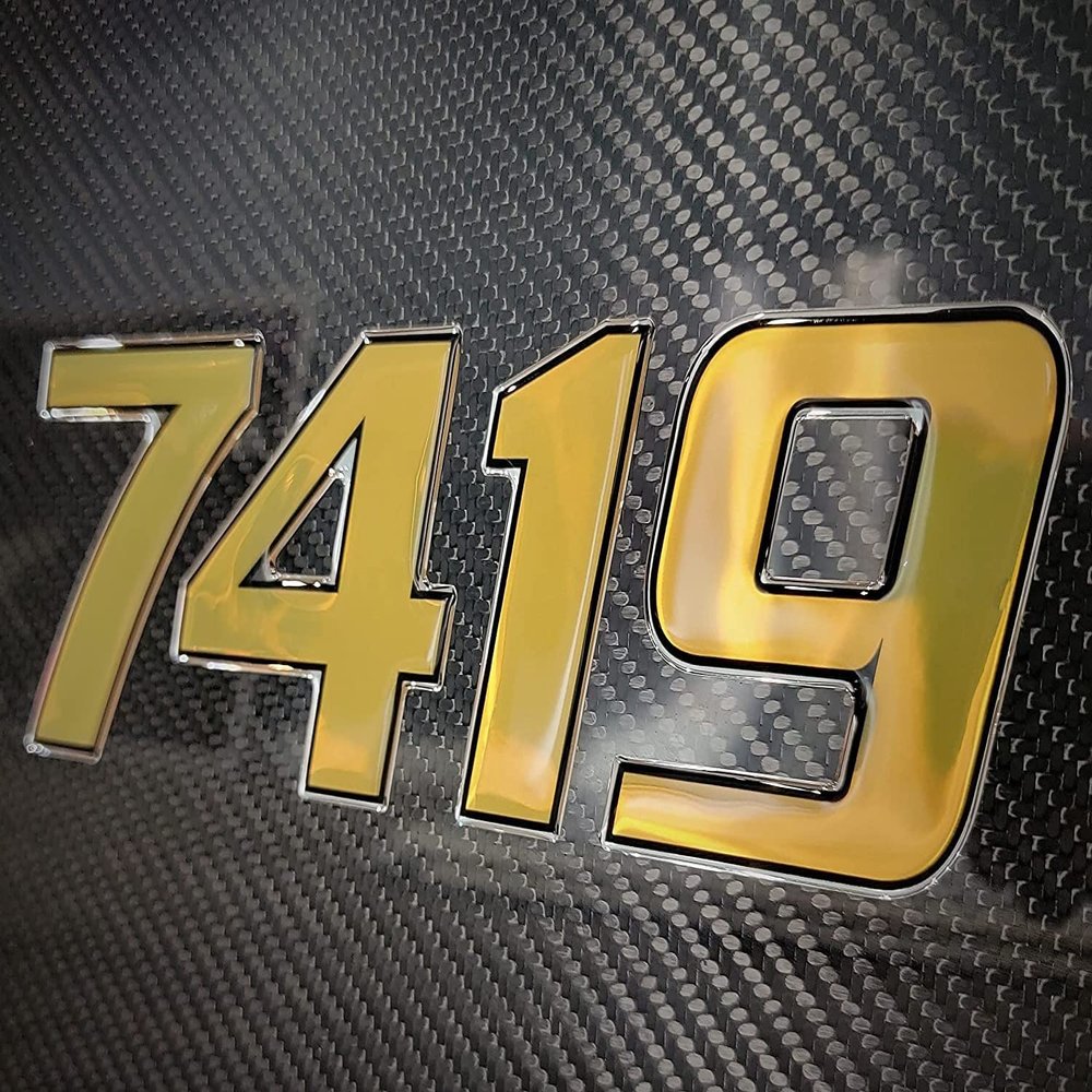Domed 3D Boat Registration Numbers and Letters Sport Series (Gold/Black & Chrome, 16)