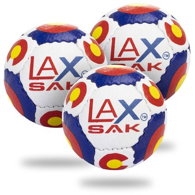 Lax Sak Soft Practice Lacrosse Balls - Same Weight & Size as a Regulation Lacrosse Balls, Great for Indoor & Outdoor Practices, Less Bounce & Minimal Rebounds - Colorado Flag, 3 Pack