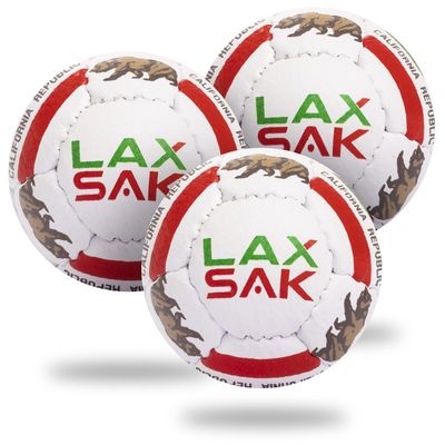 Lax Sak Soft Practice Lacrosse Balls - Same Weight & Size as a Regulation Lacrosse Balls, Great for Indoor & Outdoor Practices, Less Bounce & Minimal Rebounds - California Flag, 3 Pack