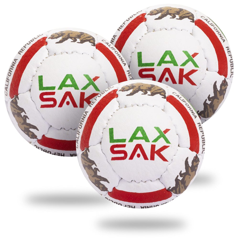 Lax Sak Soft Practice Lacrosse Balls - Same Weight & Size as a Regulation Lacrosse Balls, Great for Indoor & Outdoor Practices, Less Bounce & Minimal Rebounds - California Flag, 3 Pack